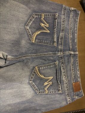 Maurices Blue Denim Jeans with Gold Stitching